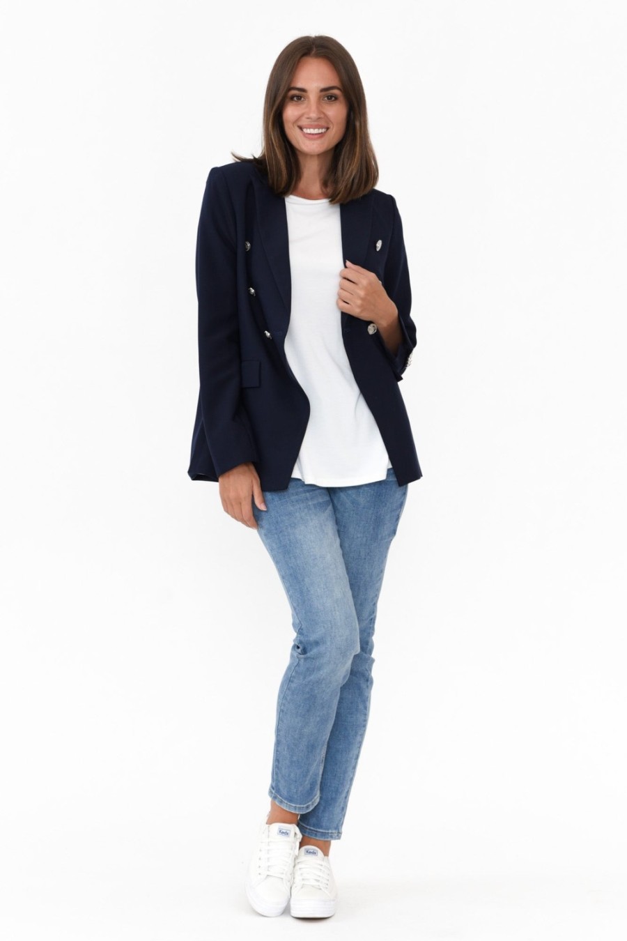 Clothing Gordon Smith Jackets | Lauren Navy Double Breasted Blazer