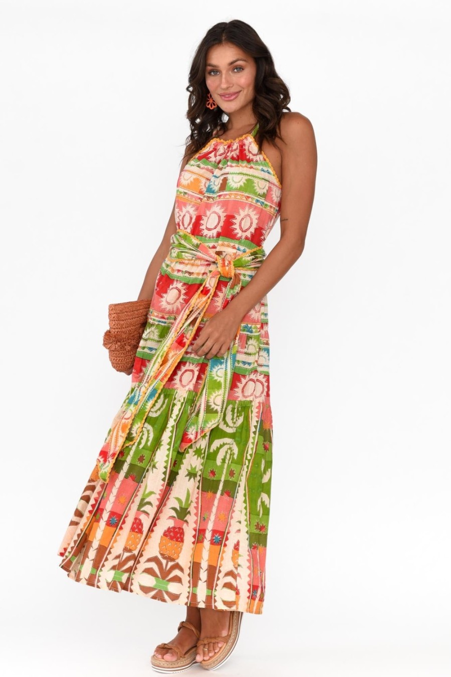 Clothing Holiday Cotton Dresses | Pinata Tropical Cotton Halter Dress