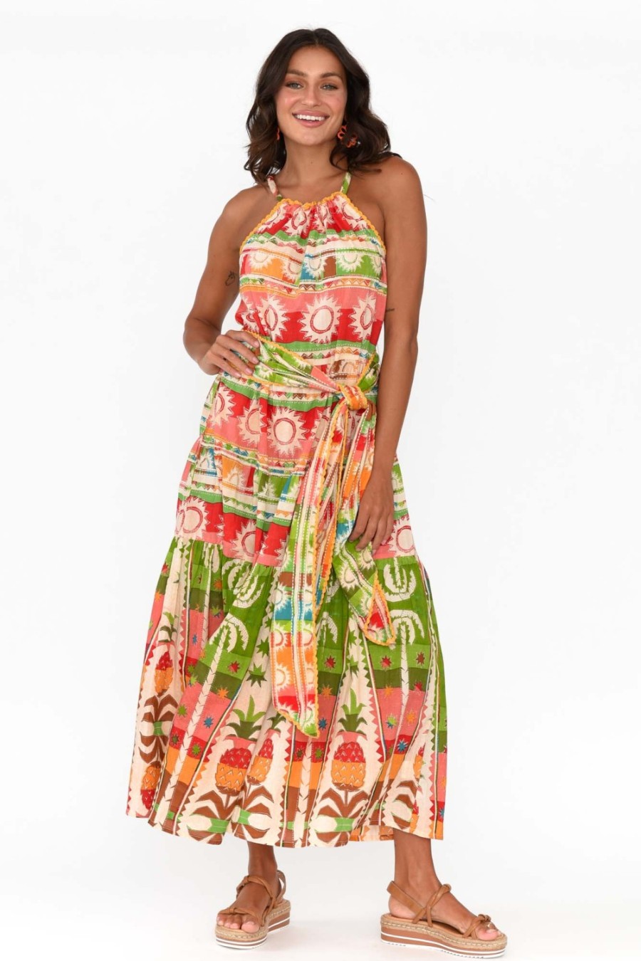 Clothing Holiday Cotton Dresses | Pinata Tropical Cotton Halter Dress