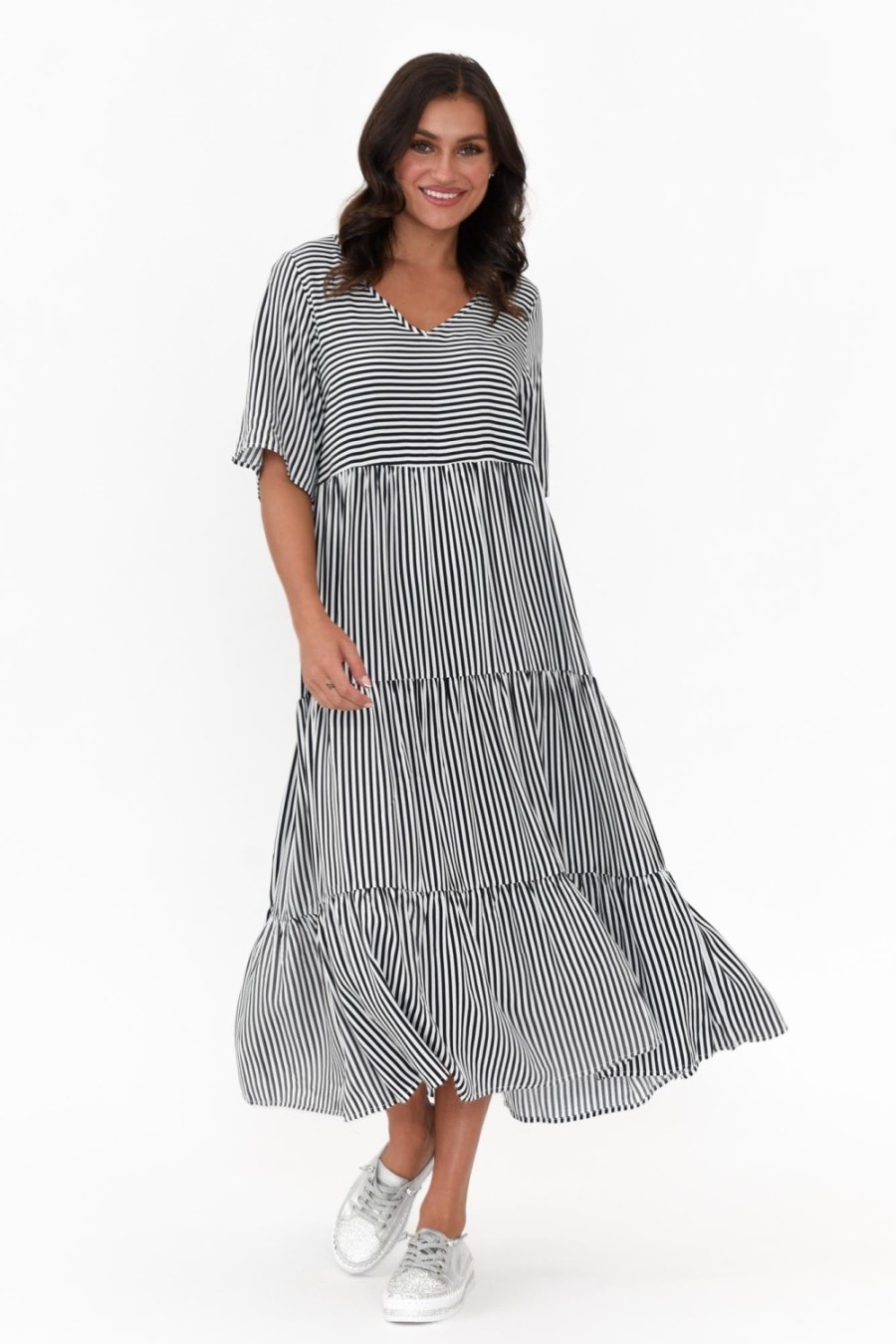 Clothing Slate the Label Maxi Dresses | Tully Navy Stripe Maxi Dress