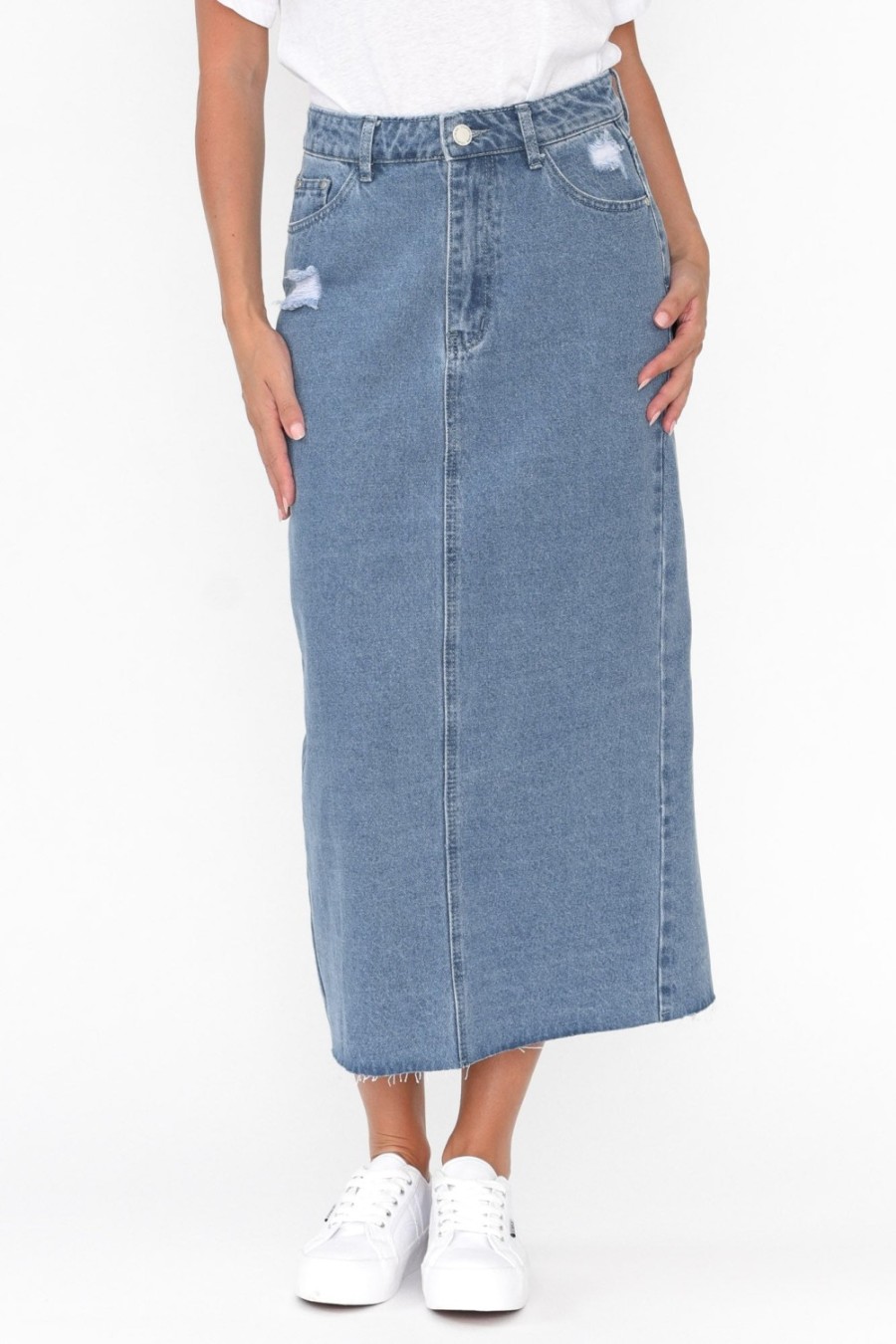 Clothing Country Denim Skirts | Sheldon Blue Denim Maxi Skirt