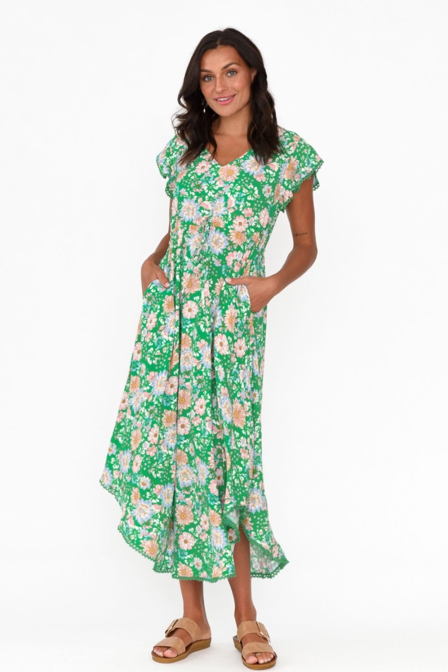 Clothing New U Collection Midi Dresses | Libby Green Meadow Midi Dress