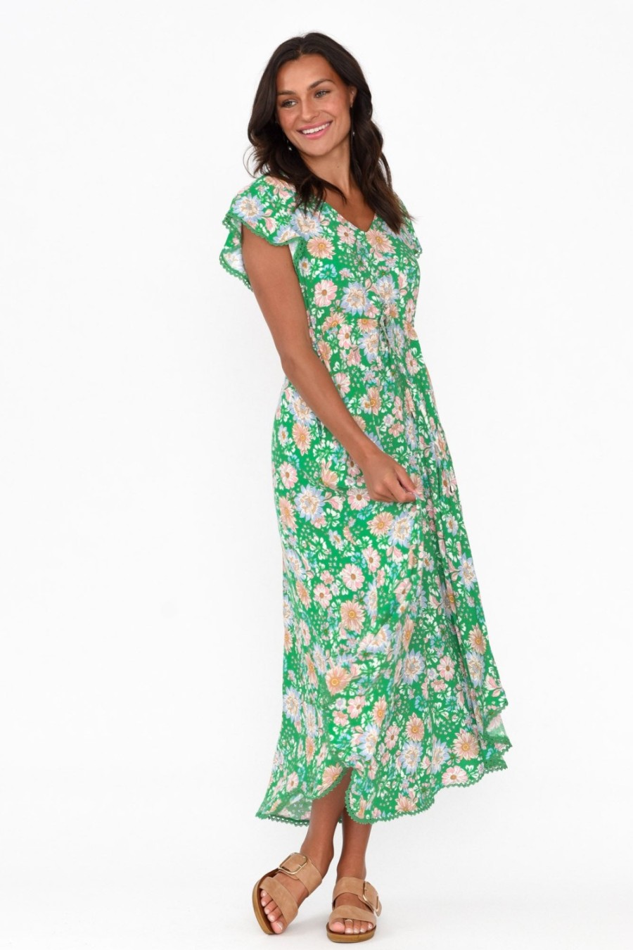 Clothing New U Collection Midi Dresses | Libby Green Meadow Midi Dress