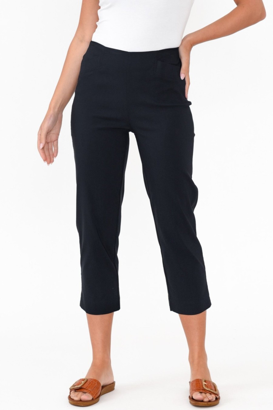 Clothing Threadz Pants | Cody Navy Straight Leg Stretch Pant