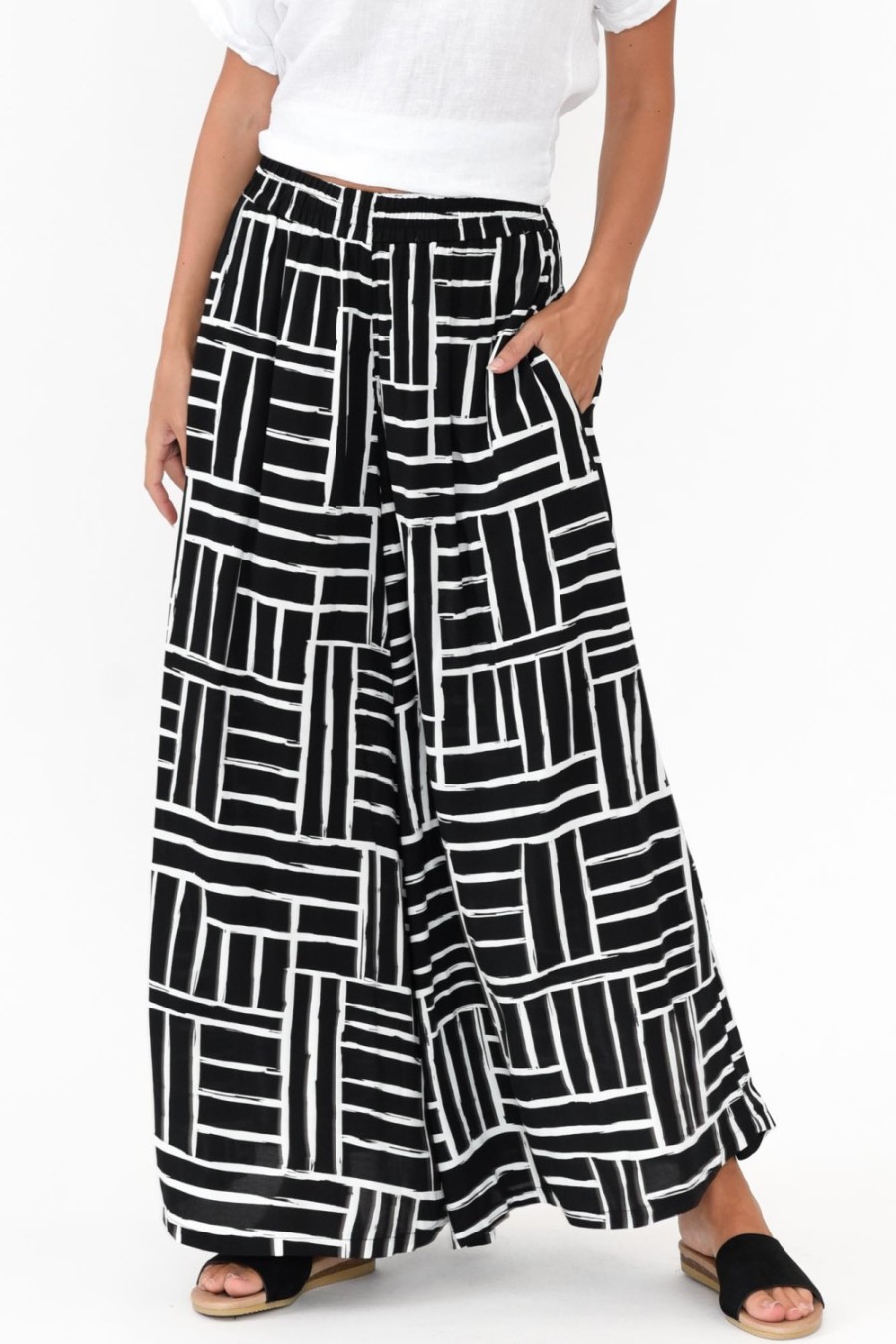 Clothing Silver Wishes Pants | Baker Black Stripe Wide Leg Pant