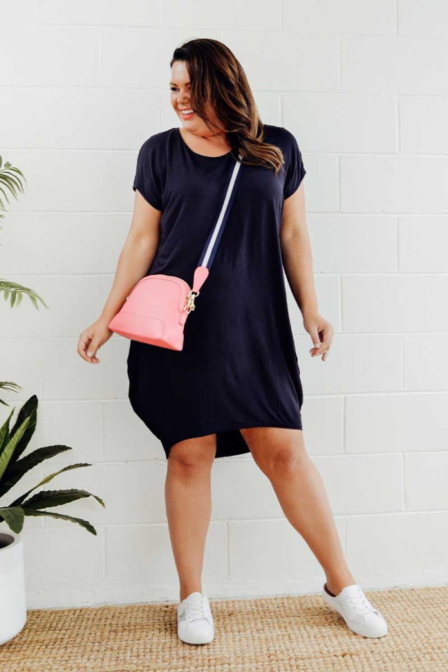 Clothing Tani Above Knee Dresses | Tulip Navy Micro Modal Drape Dress