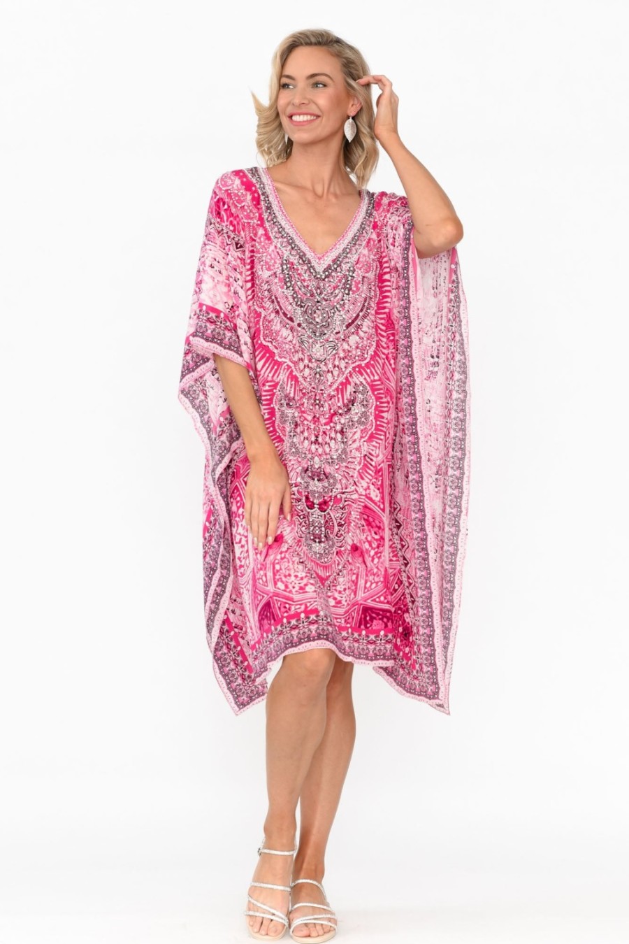 Clothing Fashion Spectrum Tunic Tops | Egyptian Hot Pink Silk Kaftan