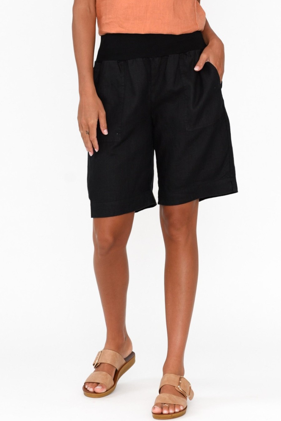 Clothing Gordon Smith Shorts | Aster Black Linen Short