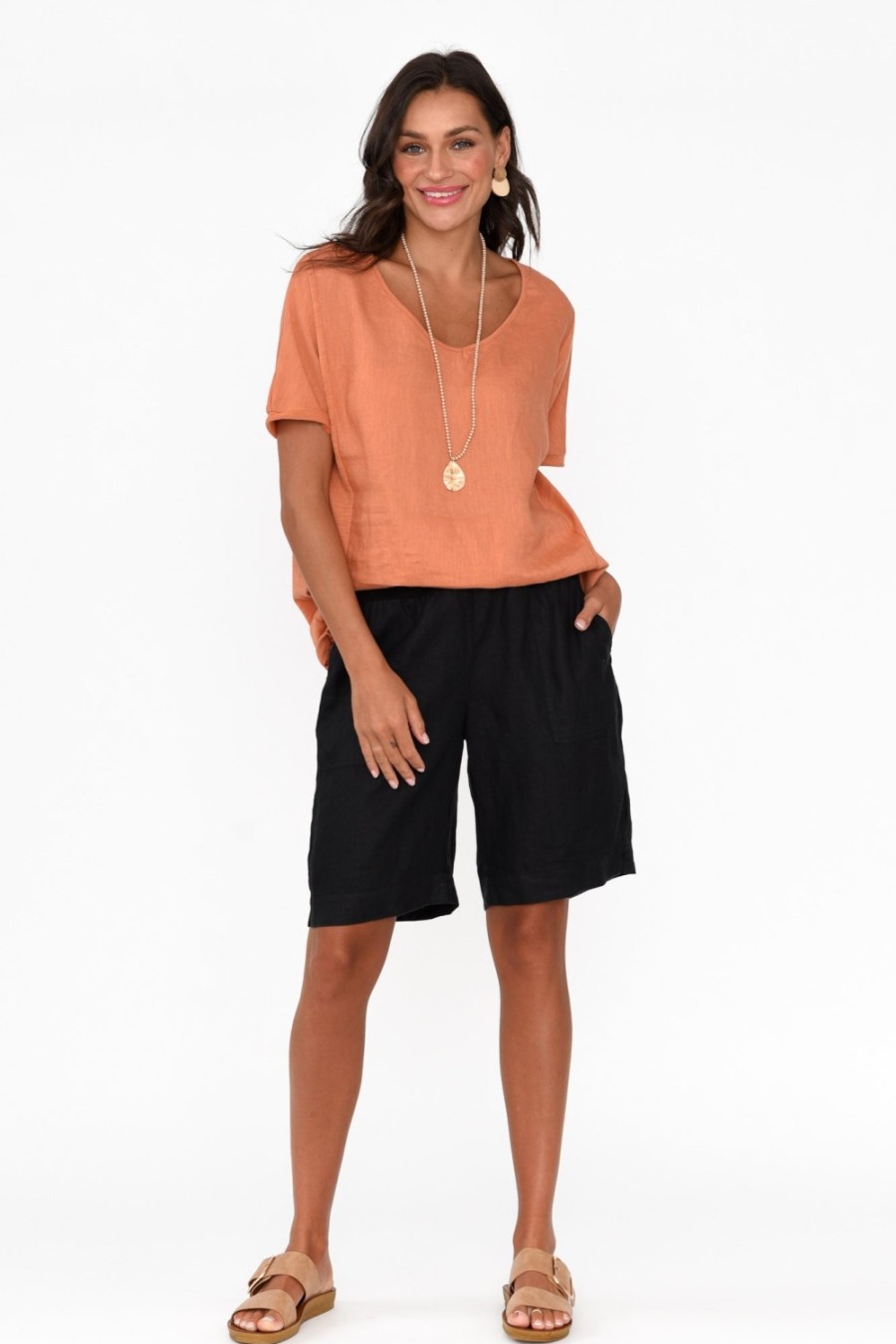 Clothing Gordon Smith Shorts | Aster Black Linen Short