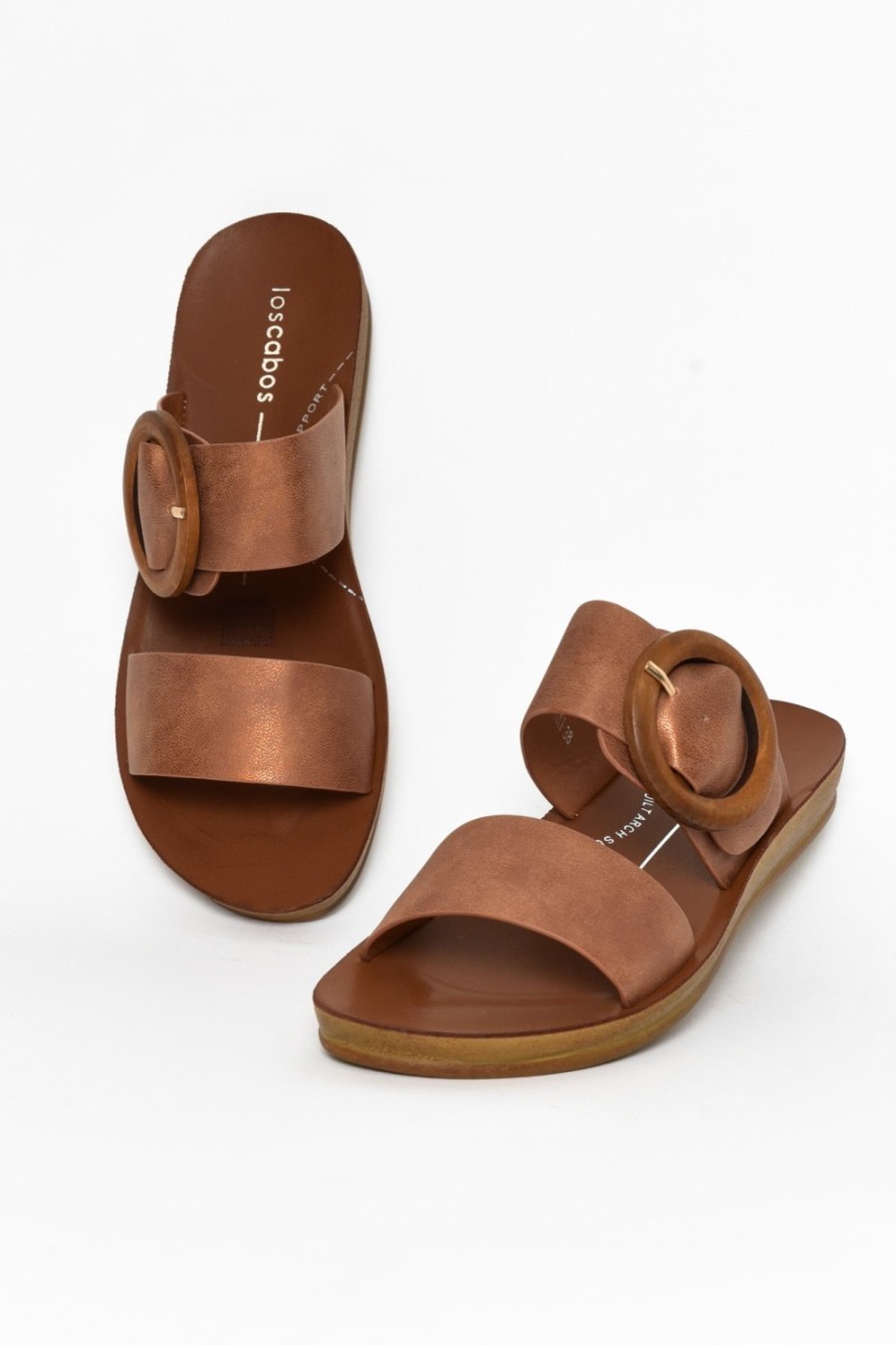 Shoes Los Cabos Slides | Damani Bronze Buckle Slide