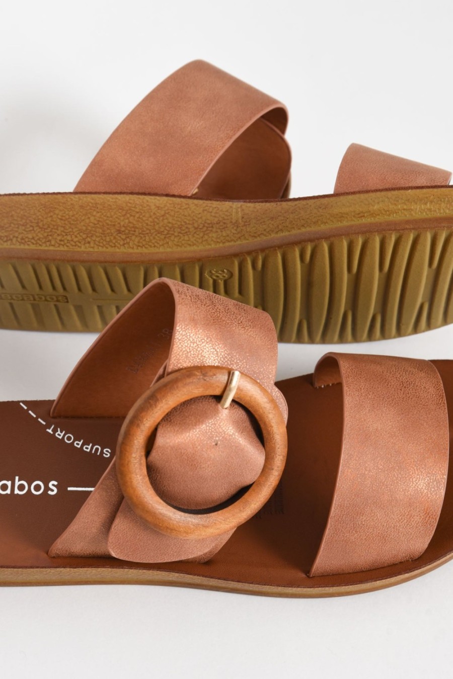 Shoes Los Cabos Slides | Damani Bronze Buckle Slide