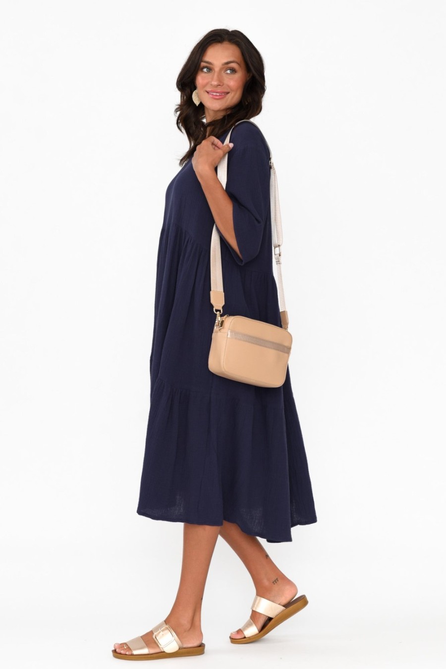 Clothing La Mode Cotton Dresses | Esmerelda Navy Cotton Tier Dress