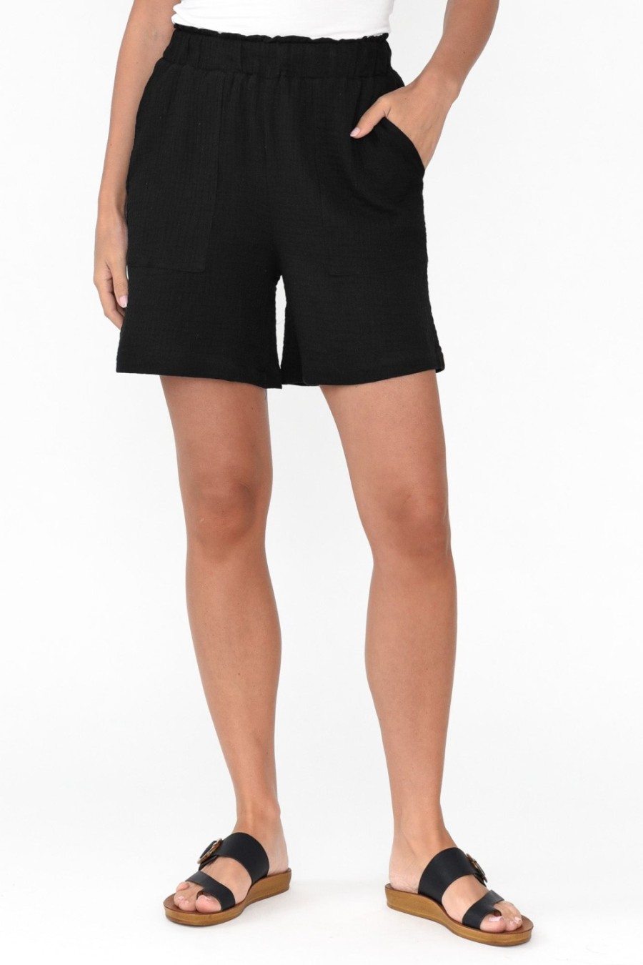 Clothing Threadz Shorts | Byron Black Cotton Shorts