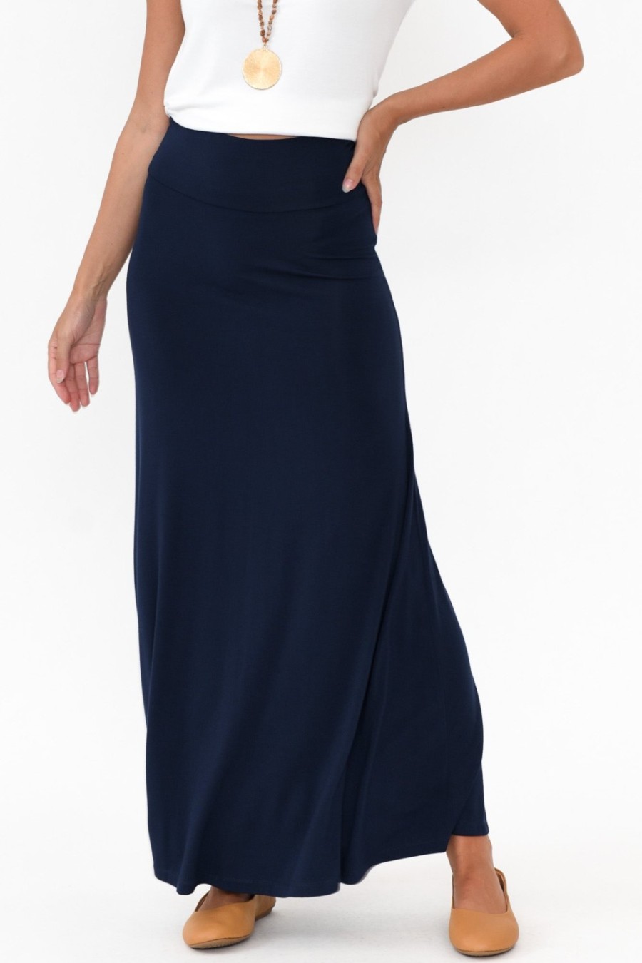 Clothing Bamboo Body Skirts | Lana Navy Bamboo Maxi Skirt