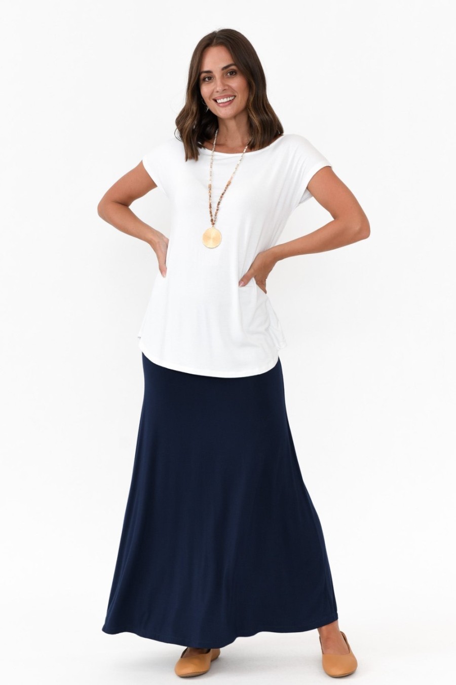 Clothing Bamboo Body Skirts | Lana Navy Bamboo Maxi Skirt