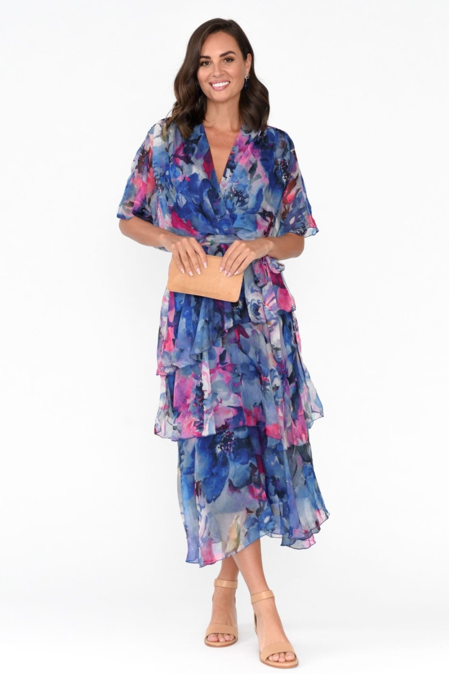 Clothing L'amore Midi Dresses | Zula Blue Blossom Layer Dress