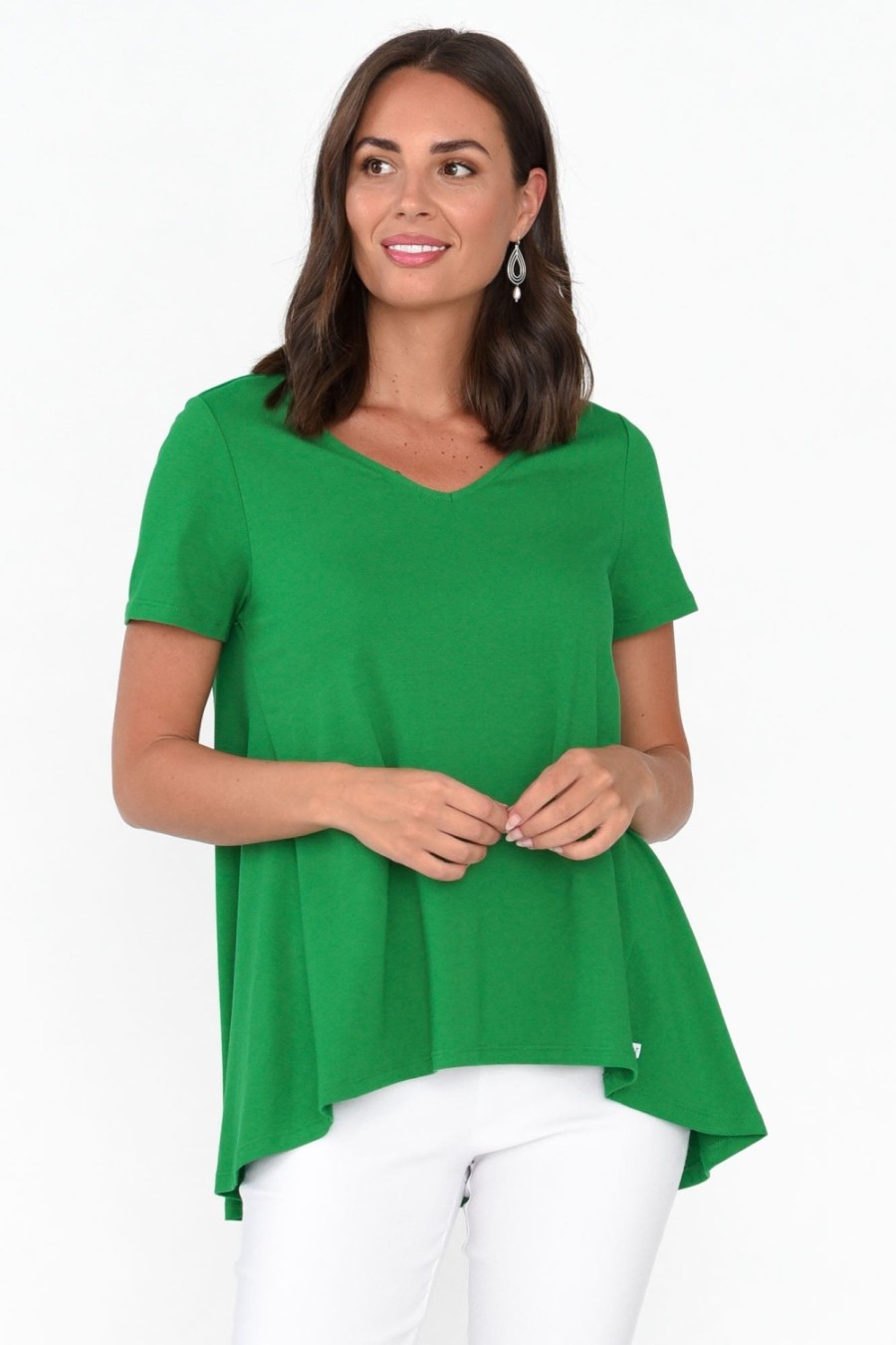 Clothing One Ten Willow Cotton Tops | Montreal Green Cotton Tee