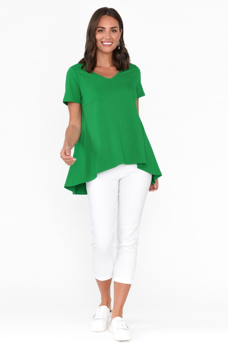 Clothing One Ten Willow Cotton Tops | Montreal Green Cotton Tee