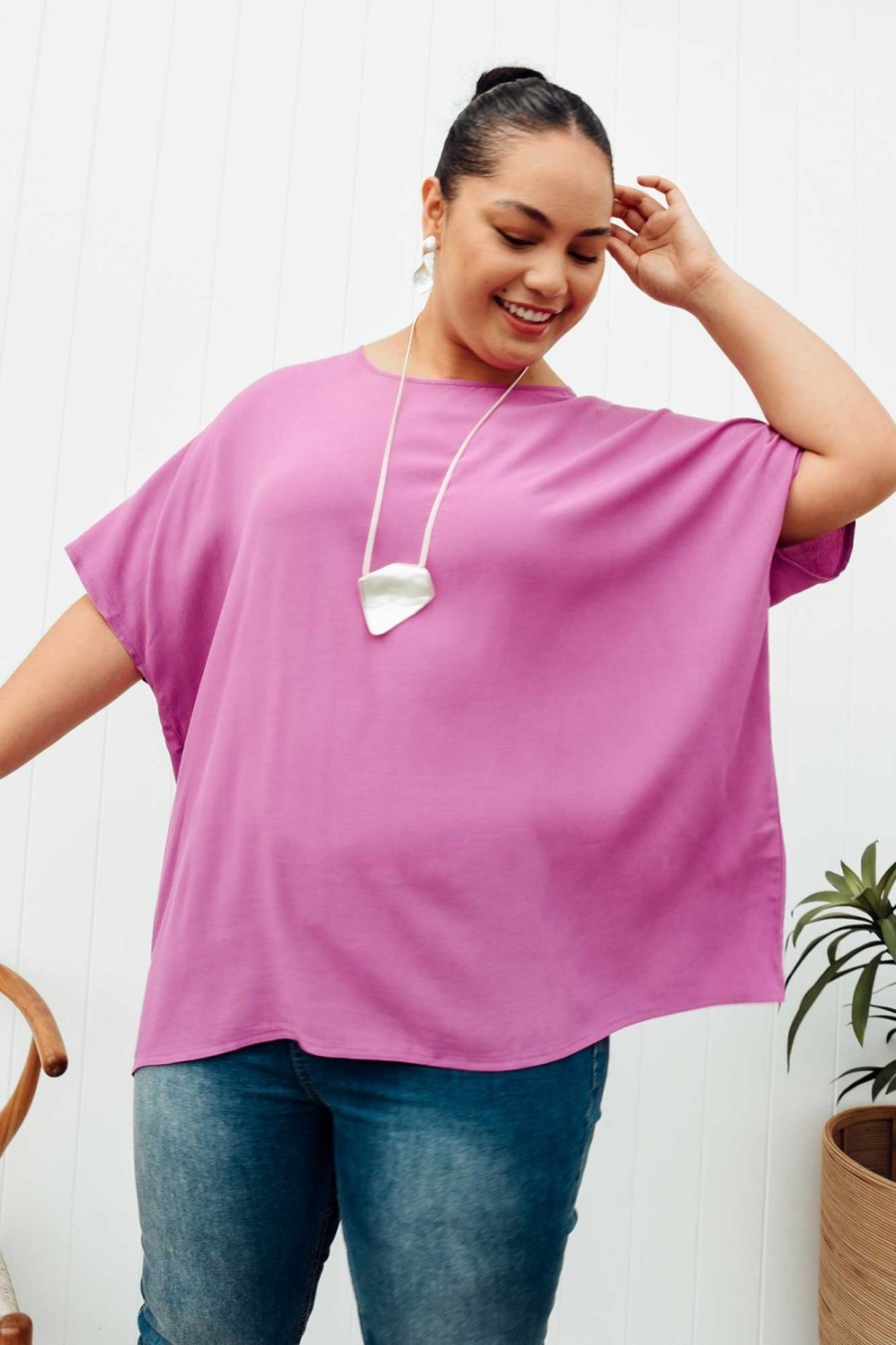 Clothing Slate the Label Sleeved Tops | Mali Purple Drape Top