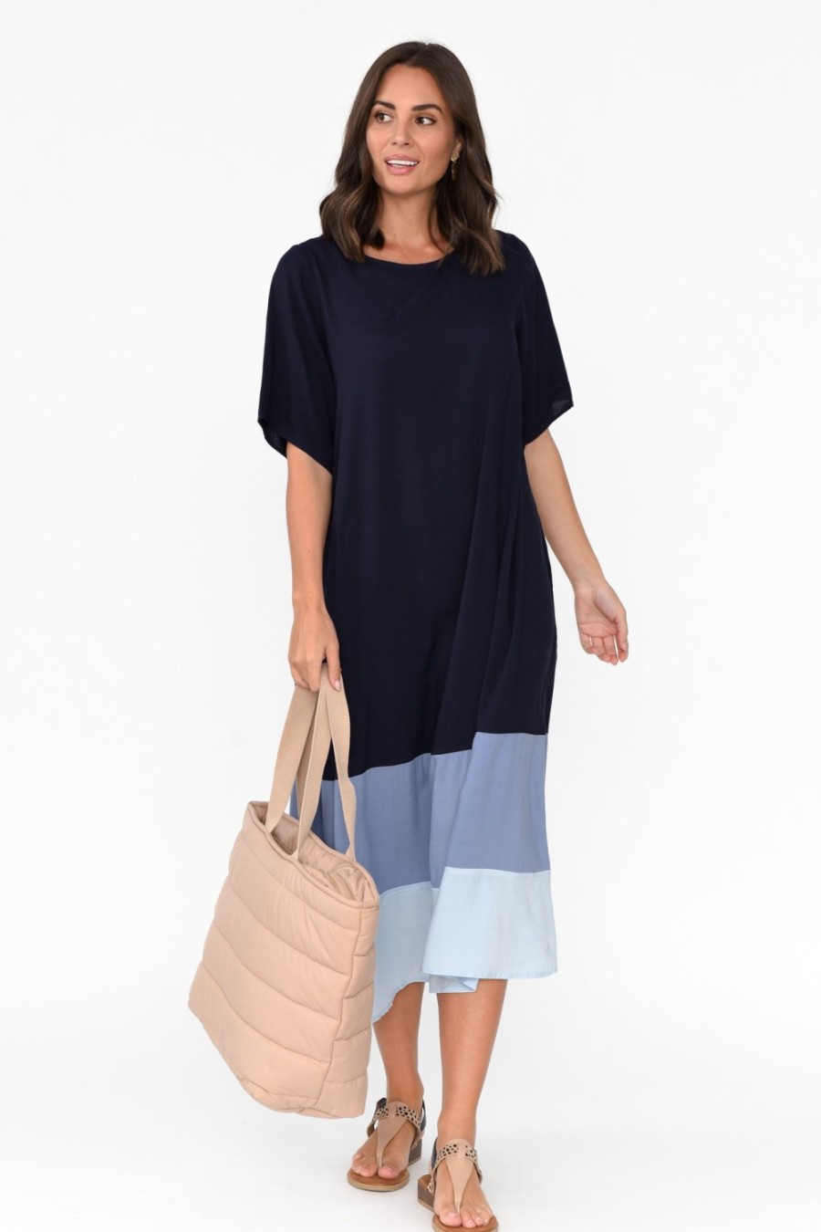 Clothing Pq Midi Dresses | Justina Navy Stripe Maxi Dress