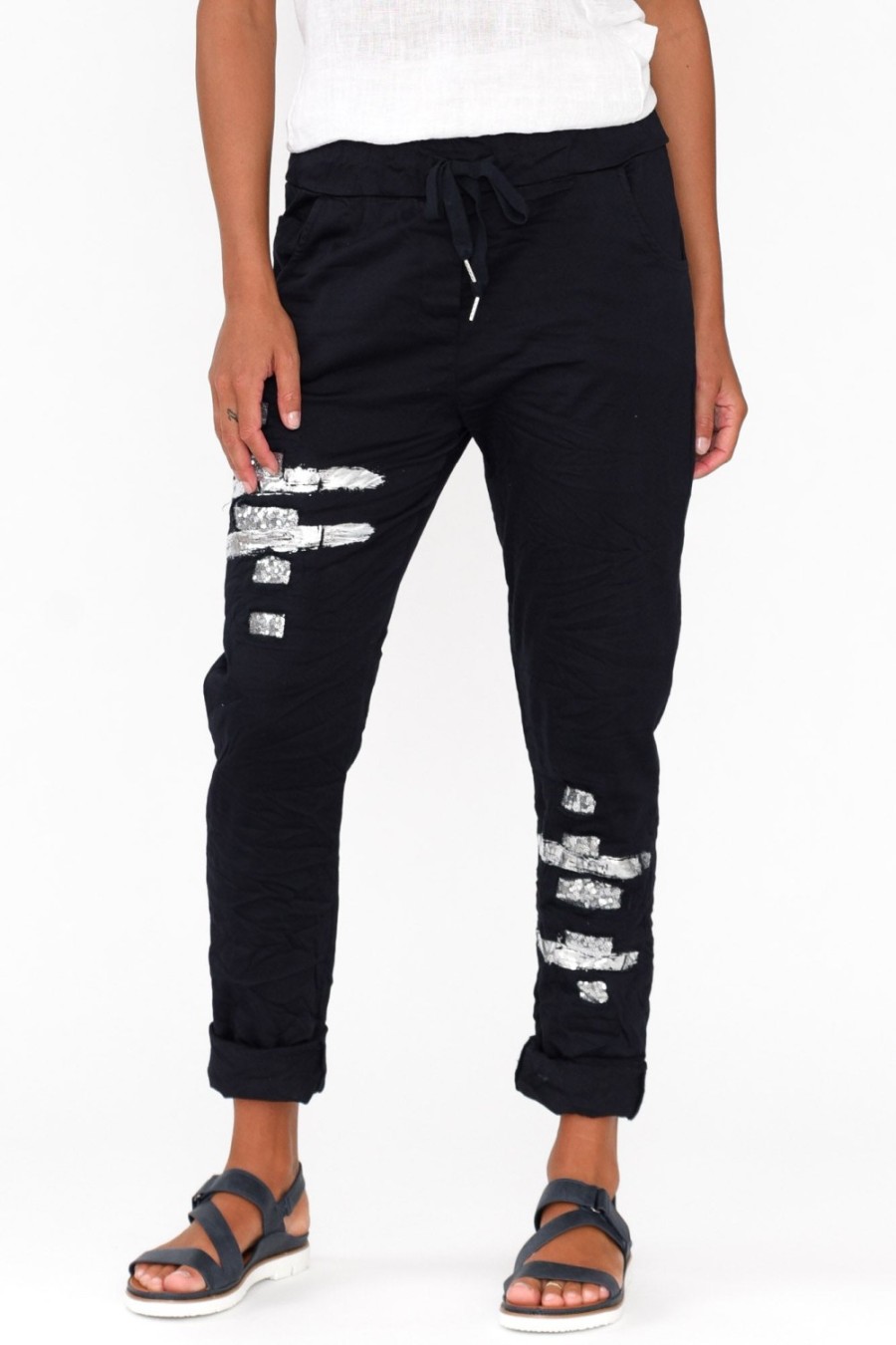 Clothing La Strada Pants | Lexus Navy Foil Stretch Pant