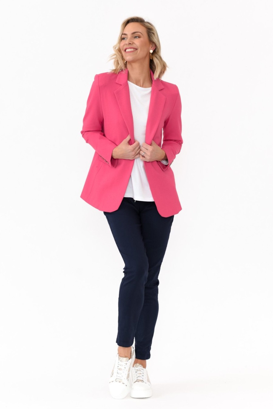 Clothing 365 Days Jackets | Audra Pink Fitted Stretch Blazer