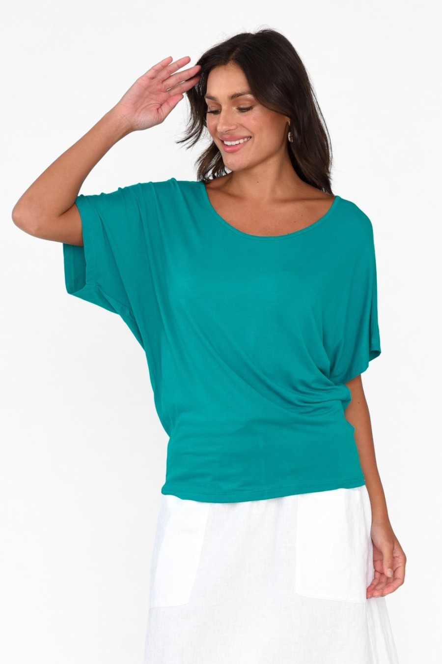 Clothing Betty Basics Sleeved Tops | Blue Lagoon Maui Tee