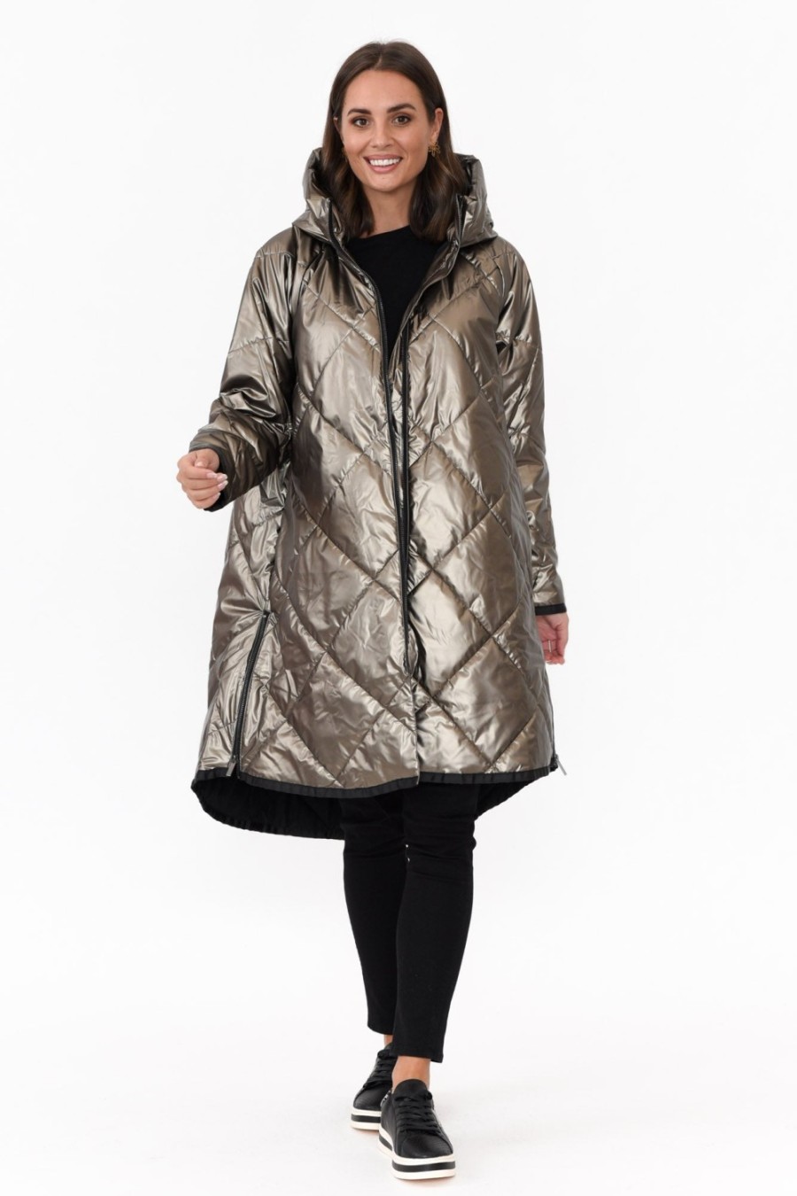 Clothing Tirelli Coats | Waldorf Bronze Zip Hem Winter Coat