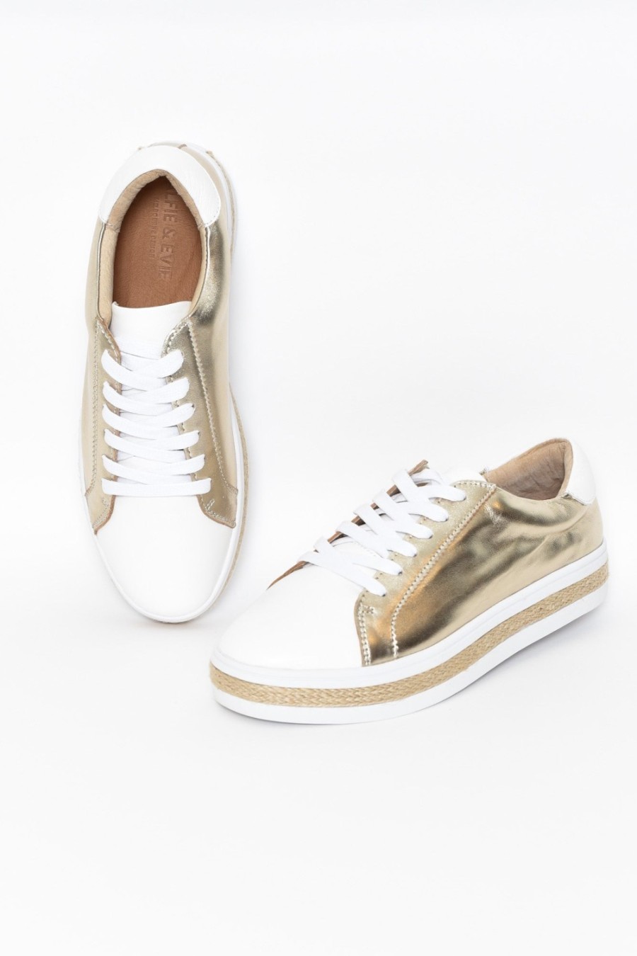 Shoes Alfie and Evie Leather Sneakers | Princeton Gold Leather Sneaker