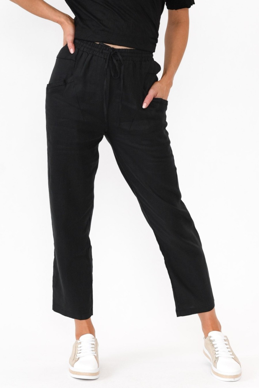 Clothing Silver Wishes Pants | Hardy Black Linen Drawstring Pant