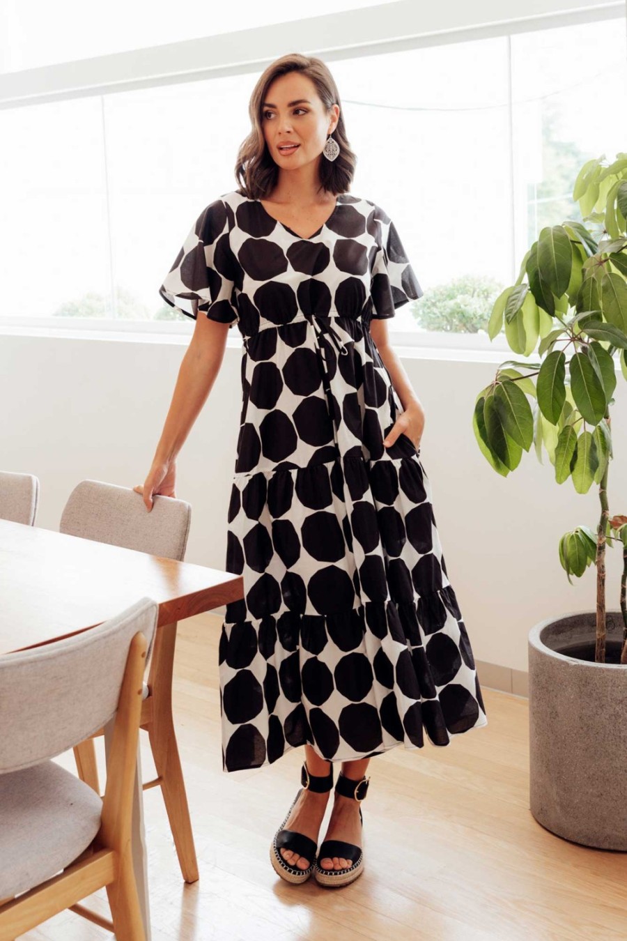 Clothing Slate the Label Cotton Dresses | Kasey Black Spot Cotton Poplin Dress