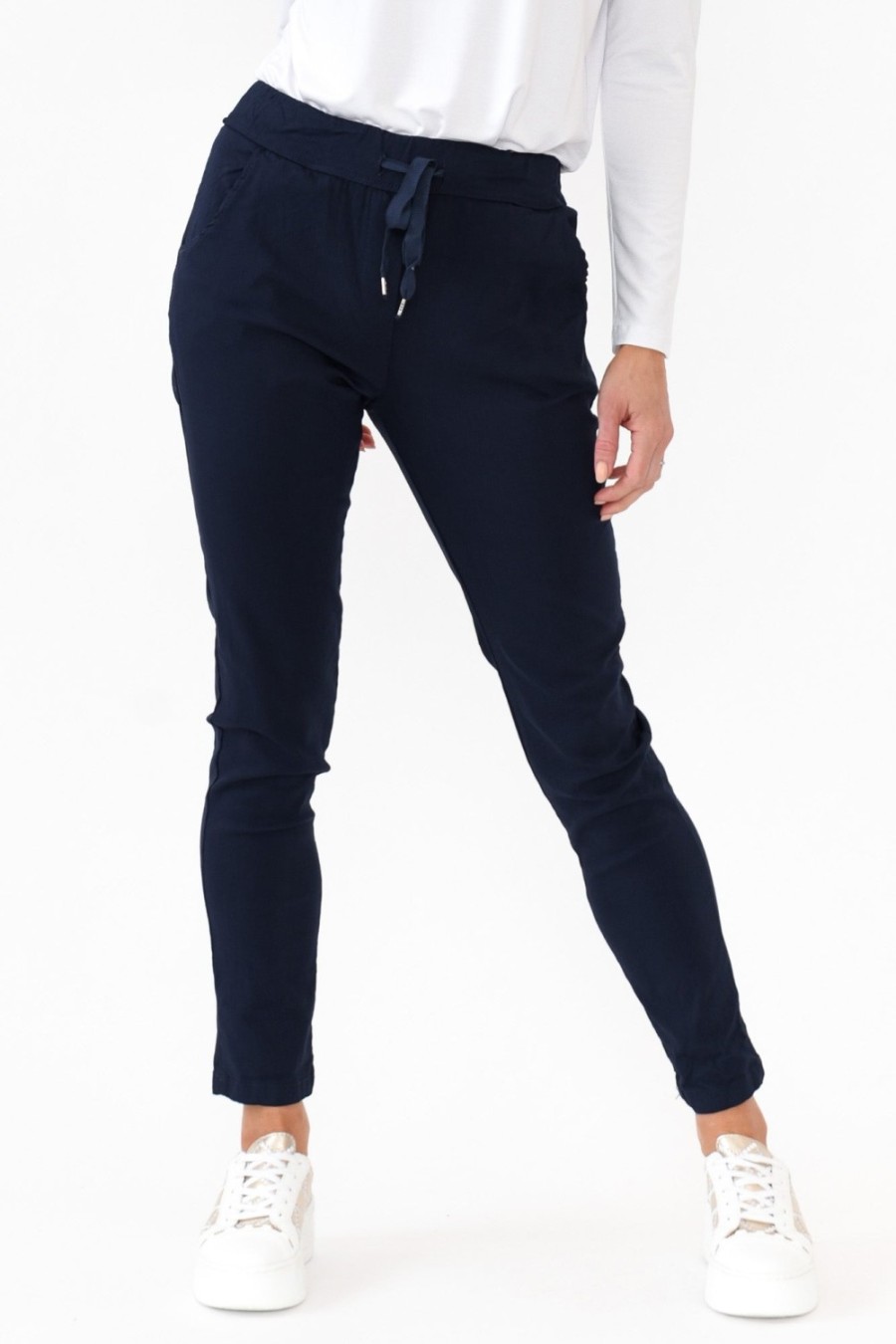 Clothing Rosa Sera Pants | Samford Navy Crinkle Drawstring Pant