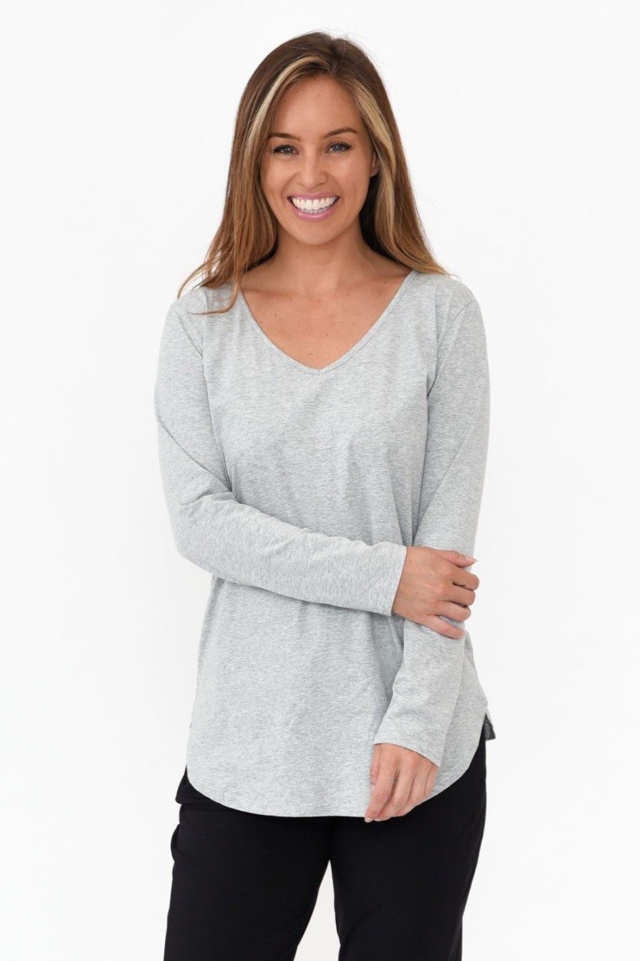 Clothing Cafe Latte Cotton Tops | Archer Grey Cotton Long Sleeve Top