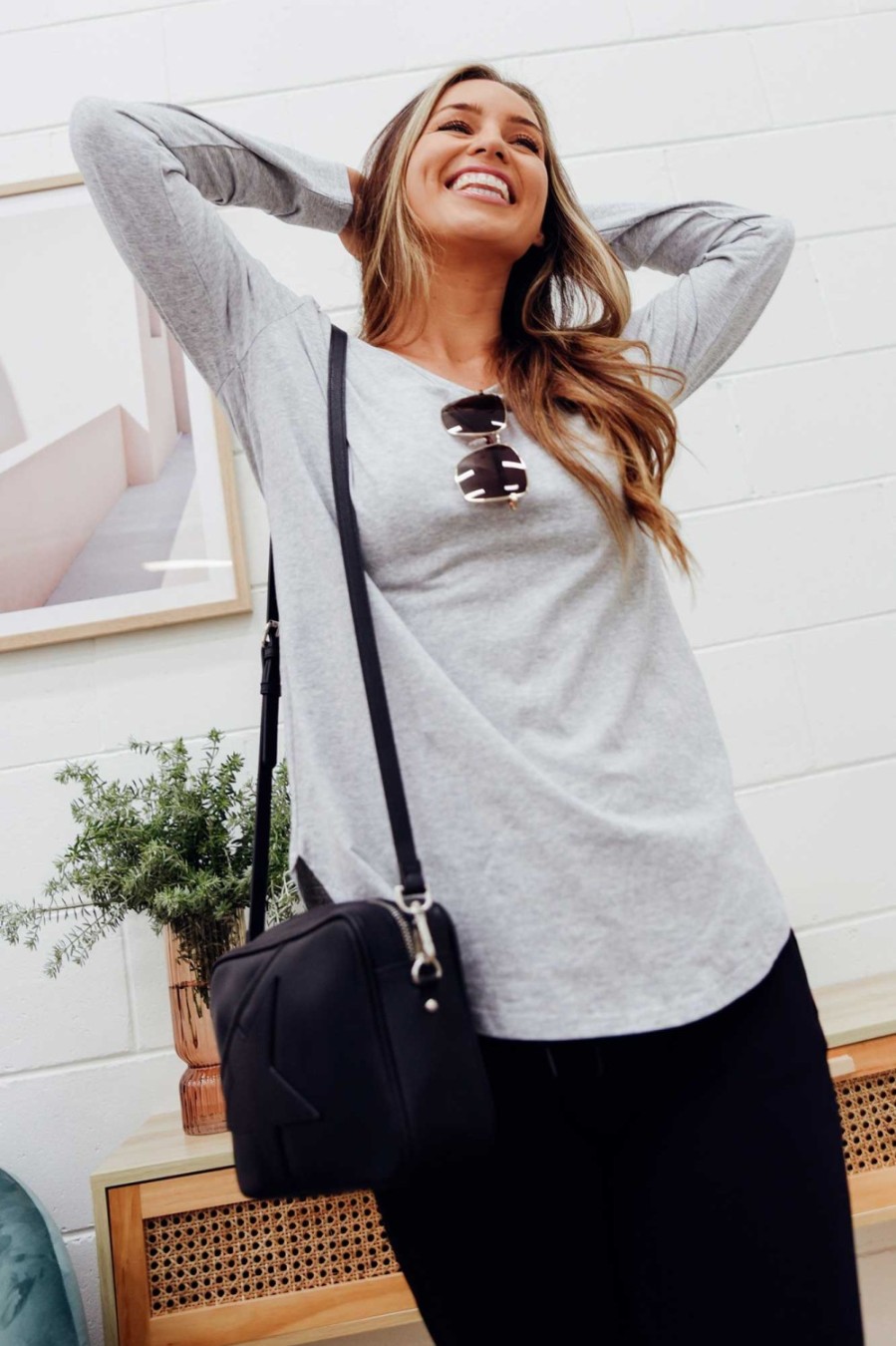 Clothing Cafe Latte Cotton Tops | Archer Grey Cotton Long Sleeve Top