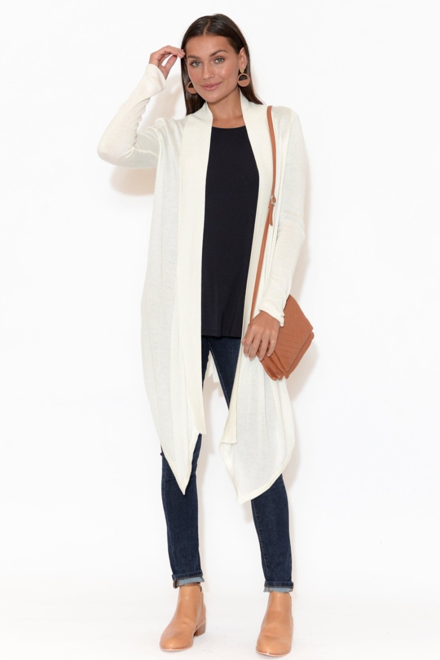 Clothing Lou Lou Knitwear | Lauper White Cashmere Bamboo Cardigan