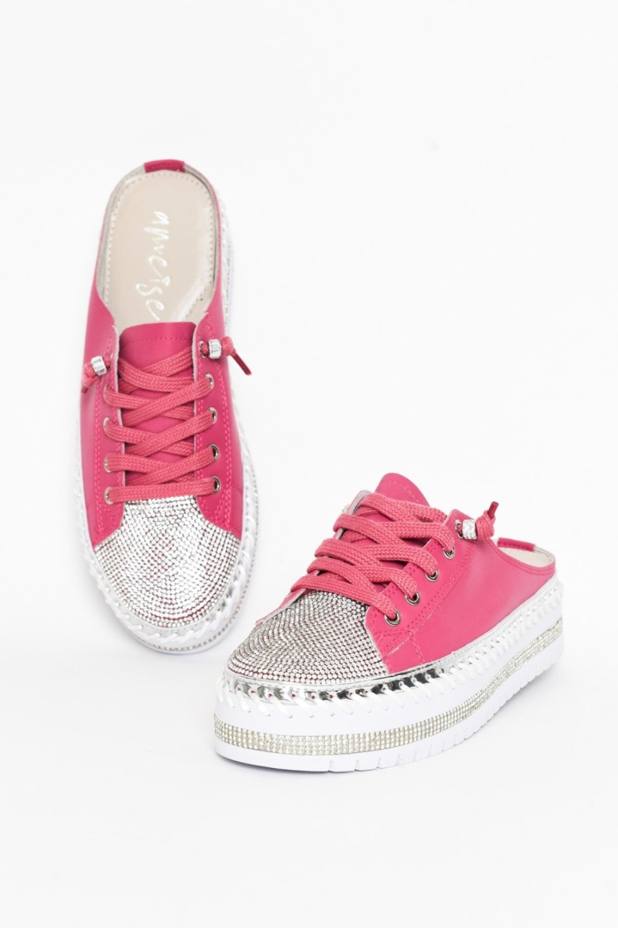 Shoes Ameise Leather Sneakers | Sarah Hot Pink Leather Mule Sneaker