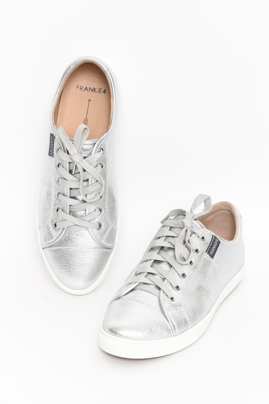 Shoes Frankie4 Leather Sneakers | Nat Ii Silver Tumbled Sneaker