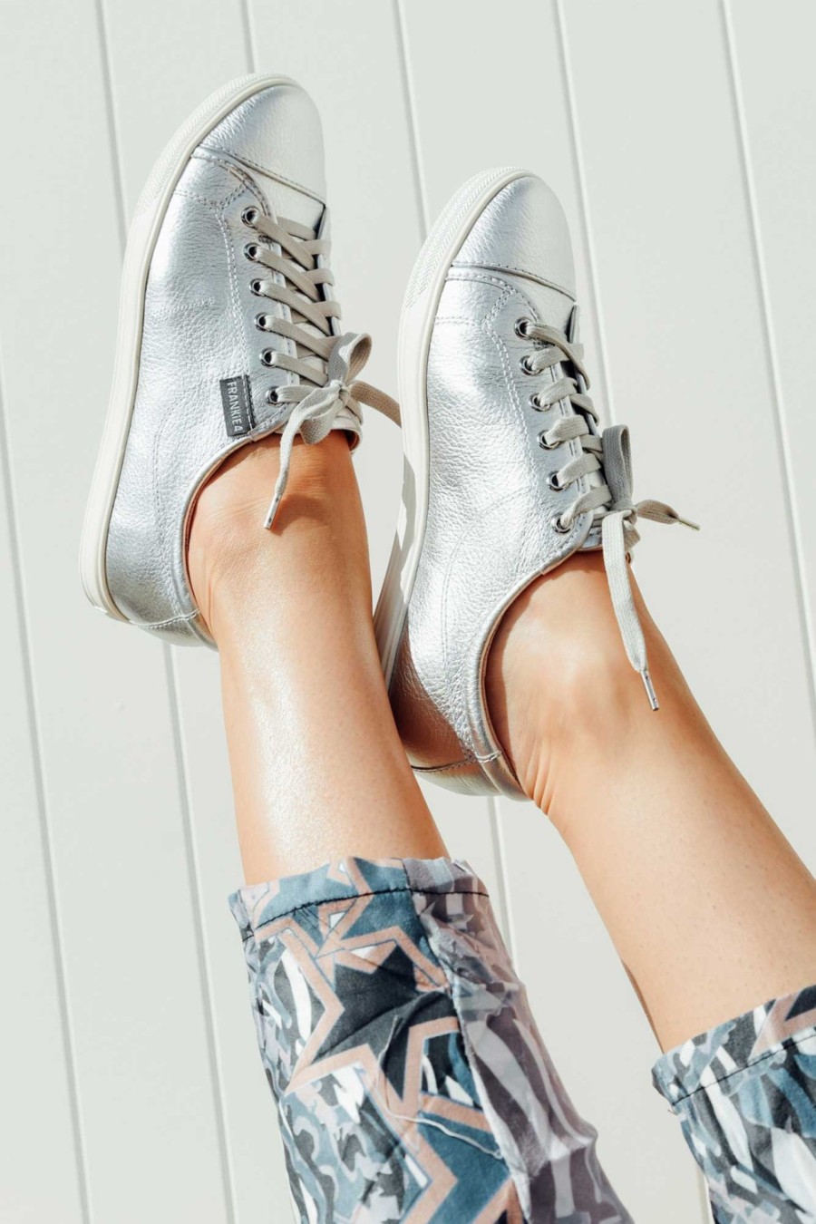 Shoes Frankie4 Leather Sneakers | Nat Ii Silver Tumbled Sneaker