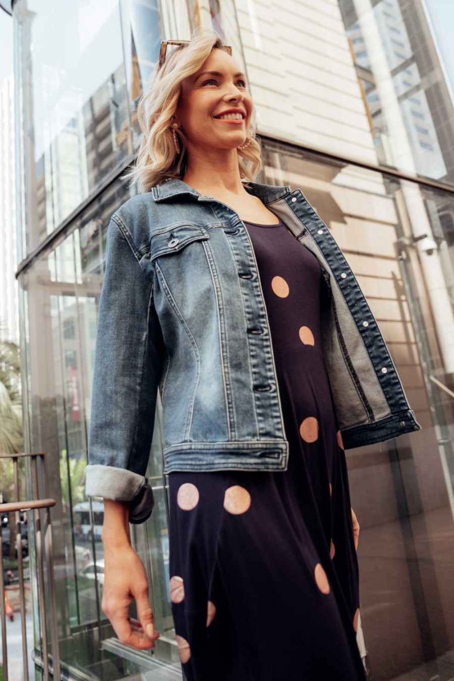 Clothing Cafe Latte Jackets | Camille Dark Denim Jacket