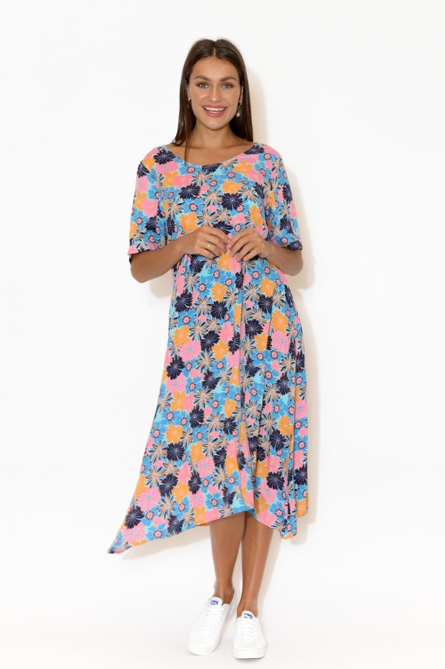 Clothing Slate the Label Below Knee Dresses | Geneva Navy Floral Dress