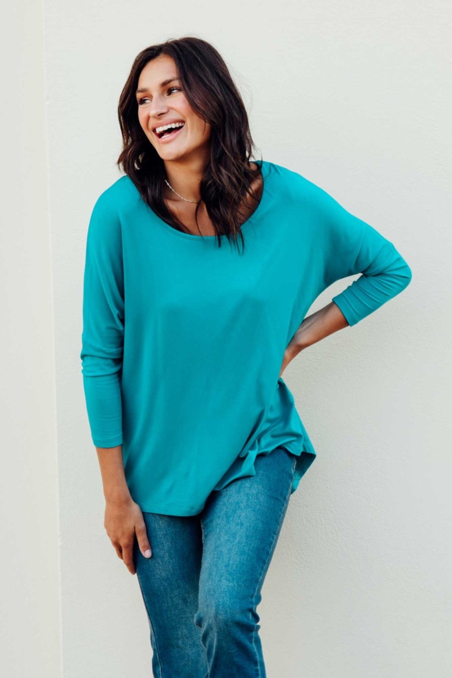 Clothing Betty Basics Sleeved Tops | Blue Lagoon Milan 3/4 Sleeve Top