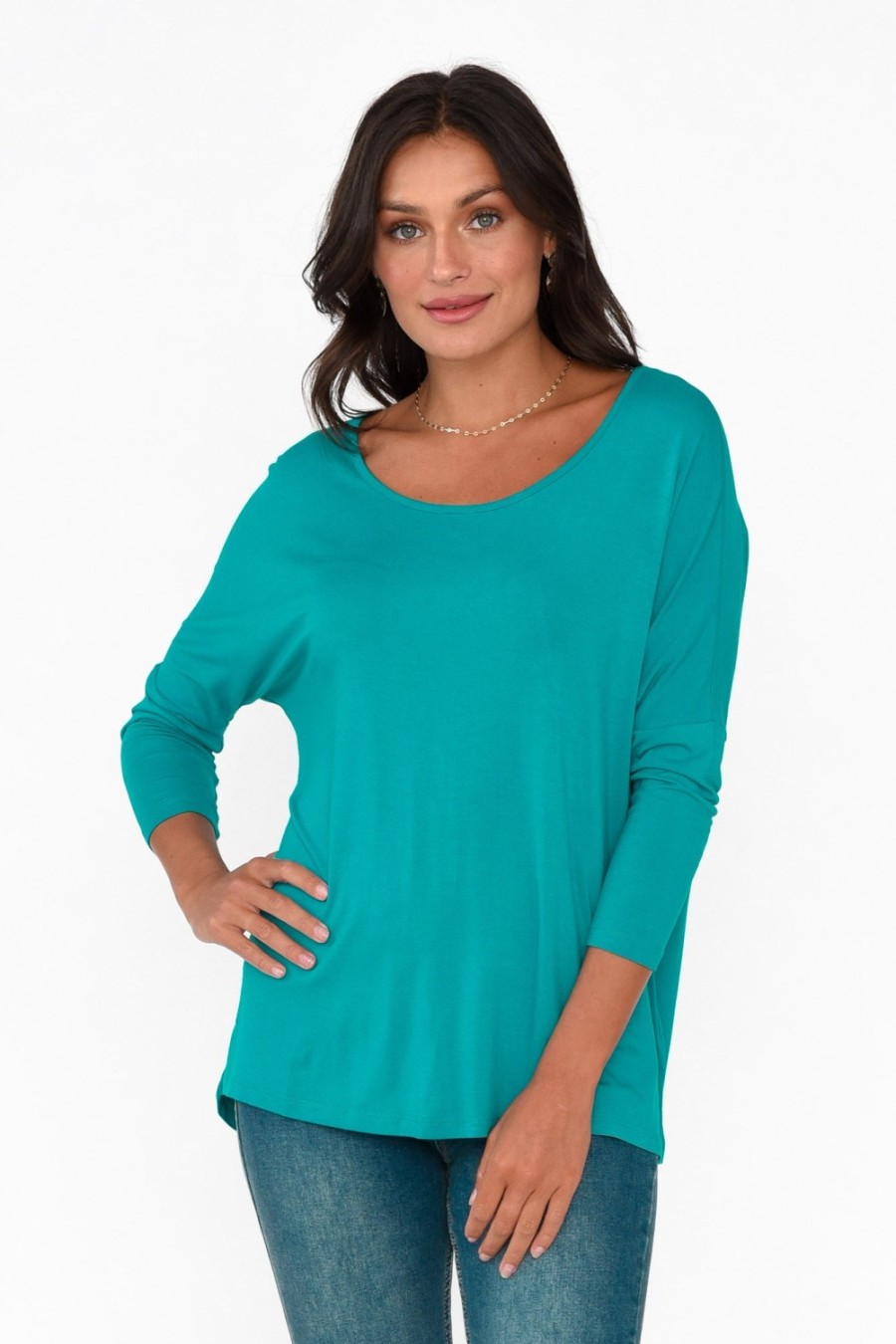 Clothing Betty Basics Sleeved Tops | Blue Lagoon Milan 3/4 Sleeve Top