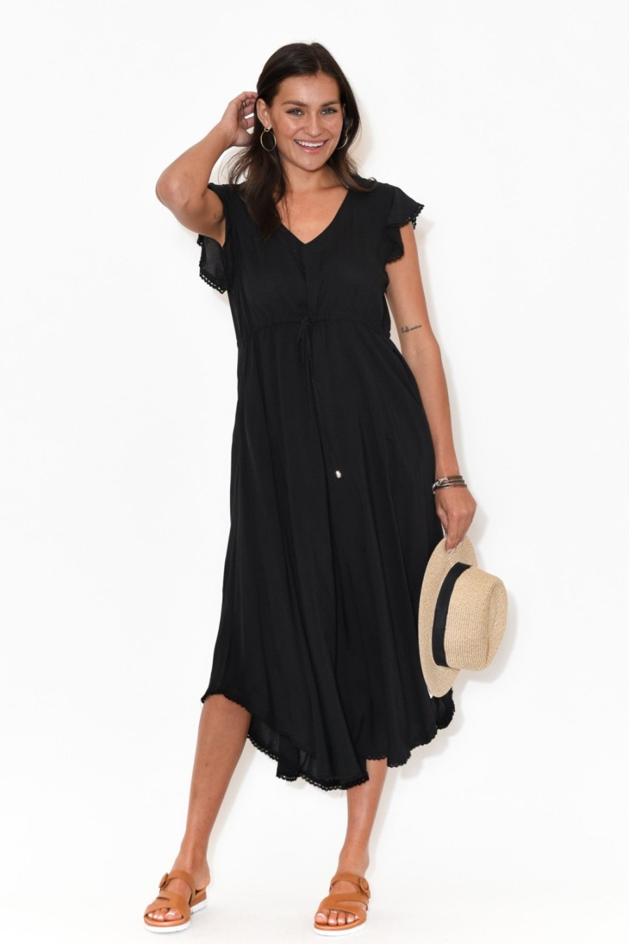 Clothing New U Collection Midi Dresses | Libby Black Midi Dress