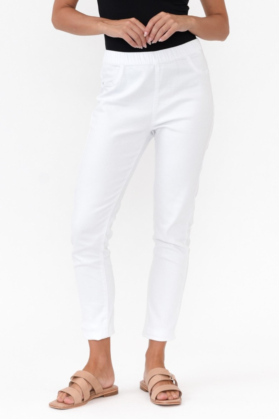 Clothing Threadz Jeans | Verona White Cotton Stretch Jean