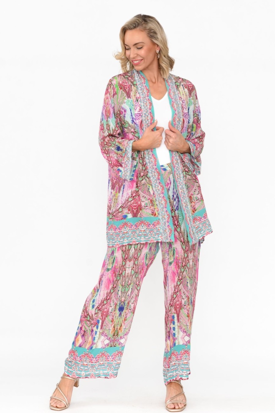 Clothing Fashion Spectrum Pants | Zahara Pink Silk Wide Leg Pant