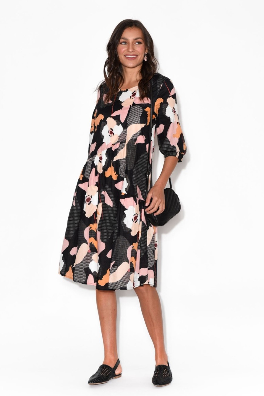 Clothing Clarity Cotton Dresses | Otis Black Floral Cotton Dress