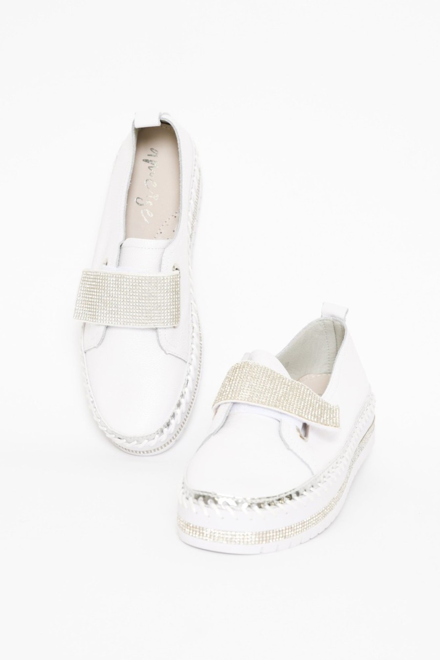 Shoes Ameise White Sneakers | Jubilee White Leather Diamante Sneaker