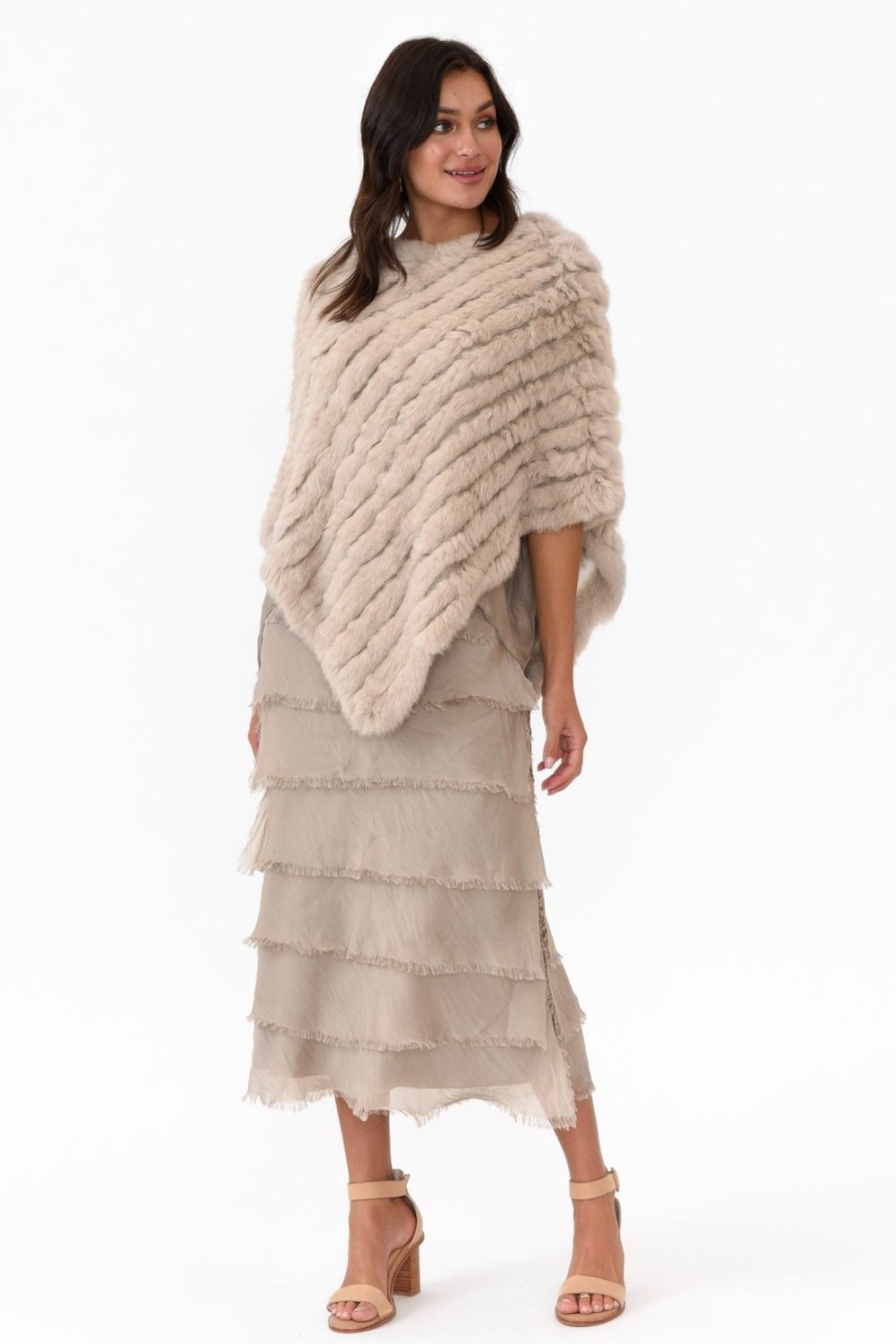 Clothing 365 Days Ponchos | Greer Stone Fur Poncho