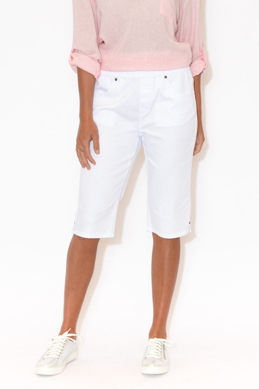 Clothing Cafe Latte Shorts | Tora White Stretch Shorts