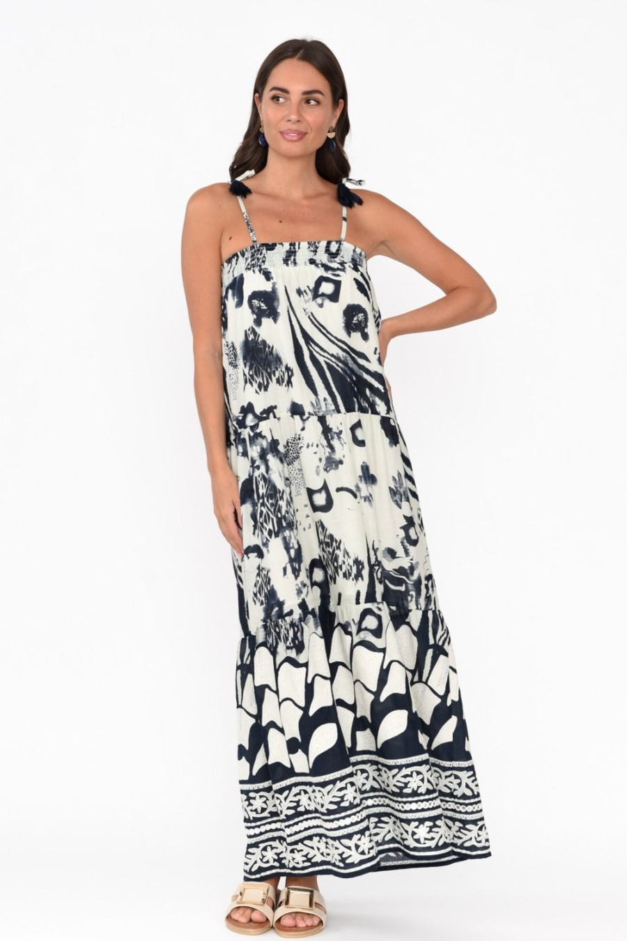 Clothing Hammock u0026 Vine Cotton Dresses | Kenya Navy Abstract Cotton Maxi Dress